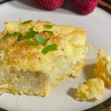 This ricotta egg casserole can be made with ricotta cheese or cottage cheese.