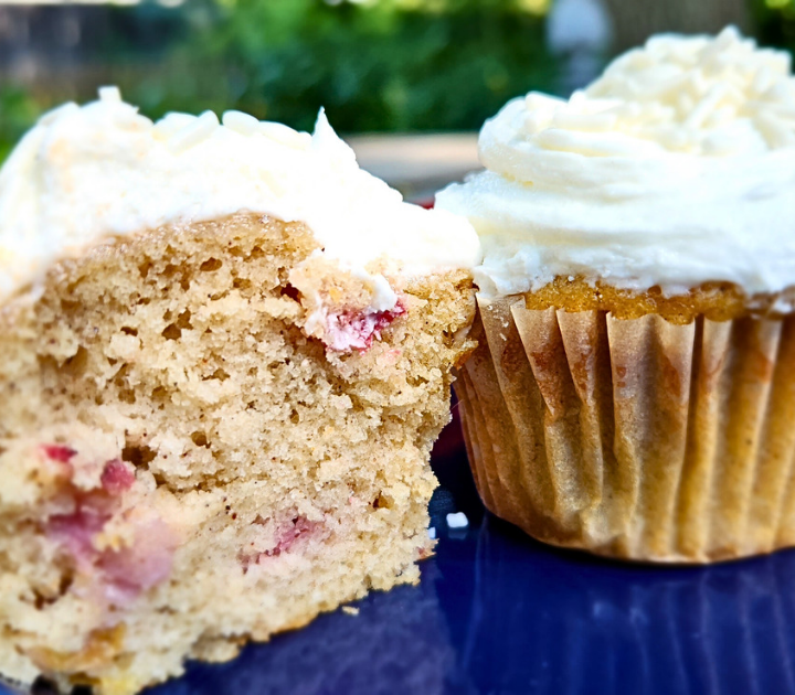 Soft, tender, and filled with juicy bites of tart rhubarb, while the honey buttercream adds just the right amount of natural sweetness without overpowering the fruit.