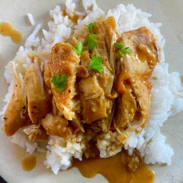 Instant Pot Maple Dijon Chicken is smothered in a sweet and savory dijon maple sauce and served with rice for the ultimate warm and cozy Fall dinner.