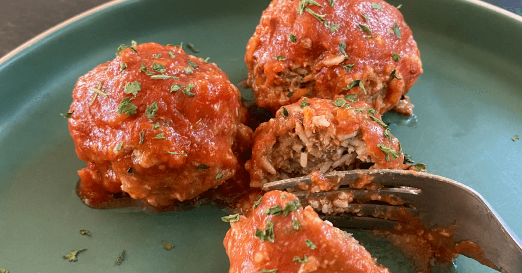 Baked Porcupine Meatballs