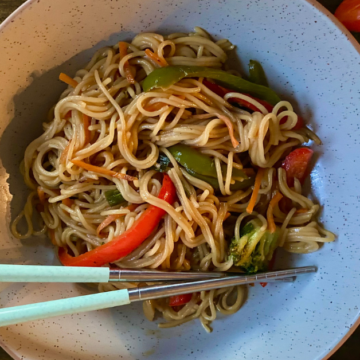 Hot Honey Vegetable Lo Mein combines traditional Lo Mein Sauce ingredients with hot honey for a sweet and savory kick.