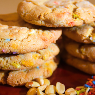Peanut Butter Celebration cookies are thick and chewy and loaded with rainbow sprinkles