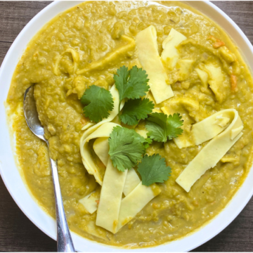 Creamy Crockpot Split Pea Noodle Soup is a thick and hearty soup perfect for when you crave something satisfying and warm. Made of split peas, coconut milk, vegetables, and seasonings, it's the perfect comfort food that not only tastes good but is full of nutrition!