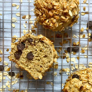 Protein-Packed Yogurt Crunch Muffins are moist and fluffy, full of chocolate chips, and topped with crunchy maple granola
