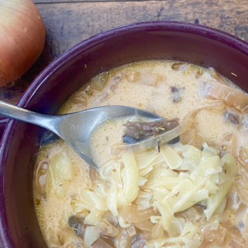 This delicious Instant Pot Creamy French Onion and Mushroom Soup has a few extra ingredients that take traditional French Onion Soup to the next level of flavor.