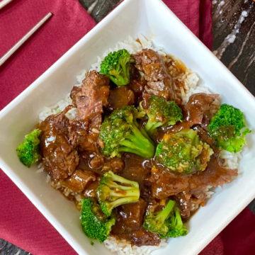 Serve Simple Crock Pot Orange Beef with rice and fresh or prepared frozen broccoli.