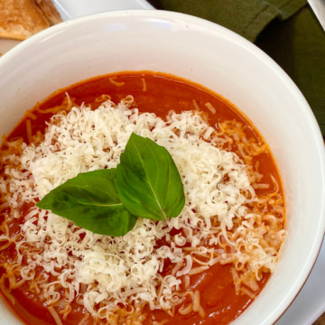 This Tomato Parmesan Soup uses the Parmesan Rind to create a rich cheesy flavor.