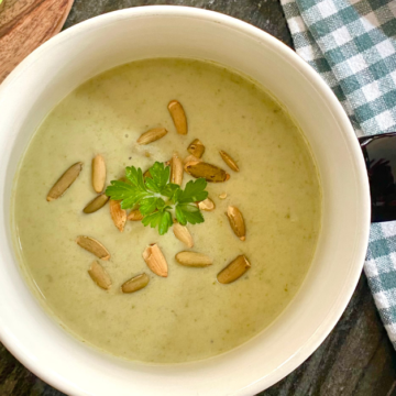 This Creamy Vegan Asparagus Soup combines only a few simple ingredients to make a decadent, creamy, fresh veggie soup.