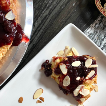 Holiday Cherry Almond Sponge Cake is kosher for Passover.