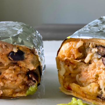 Stuffed Cream Cheese Steak Burritos are stuffed with cheese, tender pieces of steak, rice, and black beans.