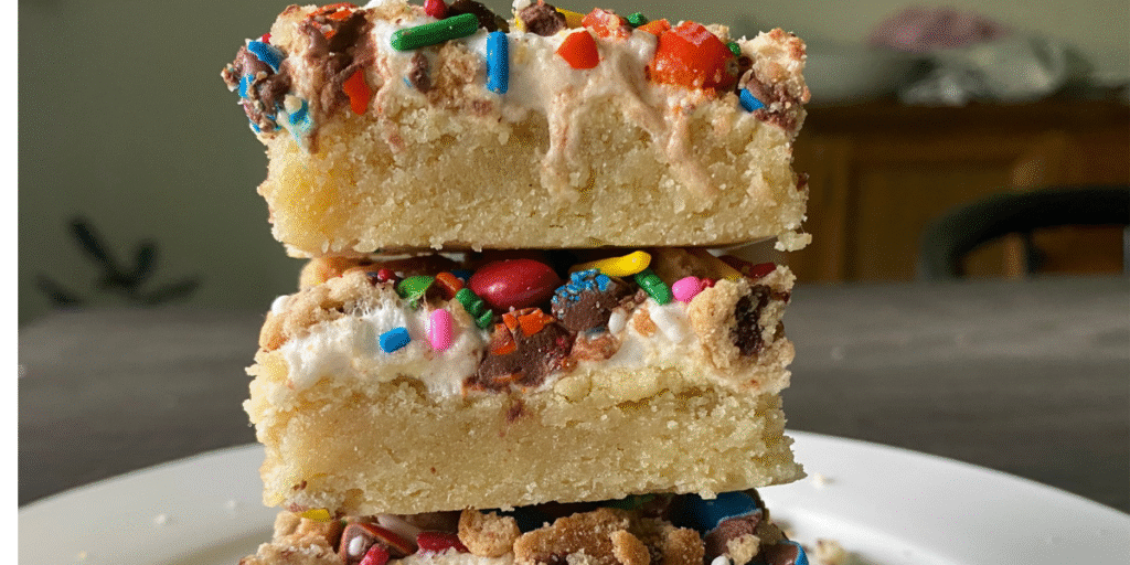 Marshmallow M&M Crumble Sugar Cookie Bars
