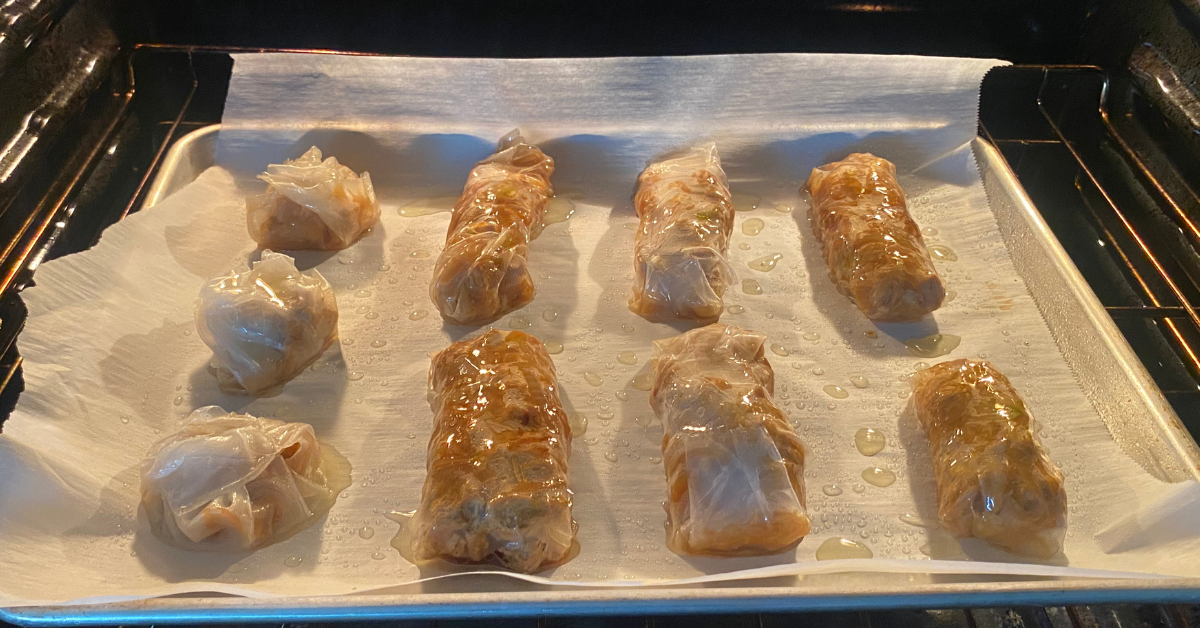 Rice paper is traditionally served cold but these gluten free wontons (or egg rolls) crisp them to perfection.