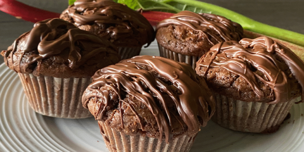 Double Chocolate Rhubarb Muffins