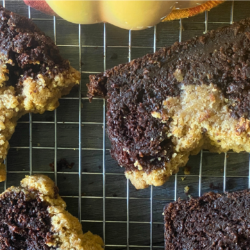 Super chocolatey and moist, packed with pumpkin flavor, and topped with a thick, buttery spiced crumble