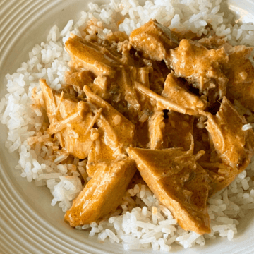 Spicy Crock Pot Coconut Lime Pork has a creamy sauce made from, rich Coconut milk, ginger, zesty lime, a touch of brown sugar for sweetness and a kick of heat for the perfect balance of creamy, spicy, and tangy