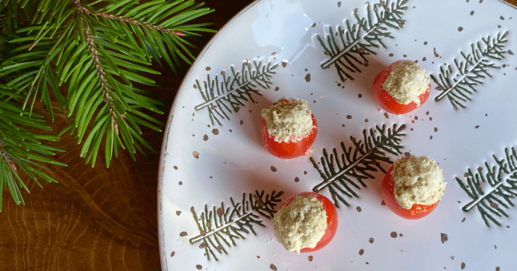 Creamy Pesto Stuffed Cherry Tomatoes