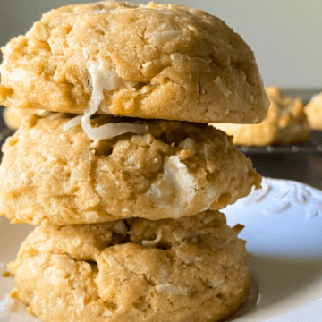 Jumbo-sized, extra thick and chewy and loaded with white chocolate chunks and shredded coconut.