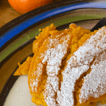 This carrot & orange soufflé is made from fresh carrots baked with sugar, spices and orange zest and freshly squeezed orange juice.