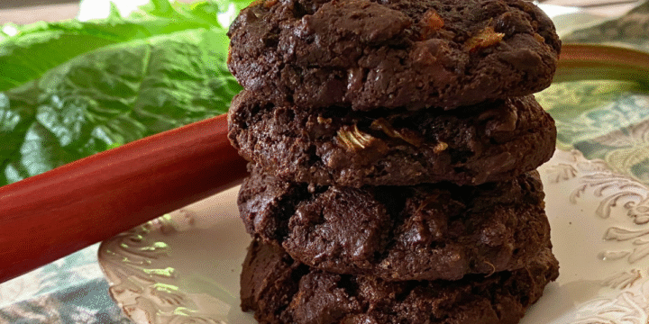 Super chocolatey, with a crispy outside and chewy inside and packed with fresh rhubarb for the perfect mix of sweetness with just a hint of tart.