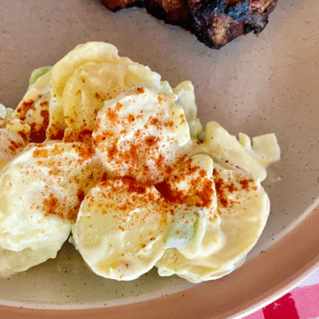 Mom's Amish Potato Salad has a slightly sweet and tangy dressing.