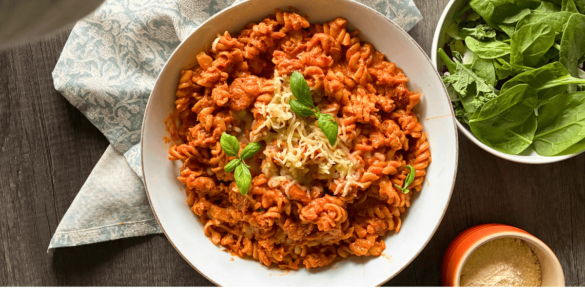 One Pan Creamy Supreme Pizza Pasta 