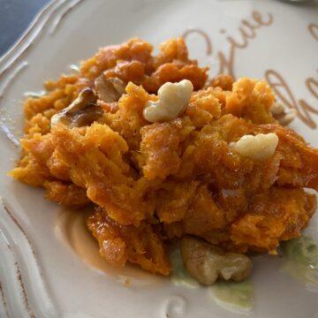 This brown sugar sweet potato soufflé is the perfect slightly sweet side dish to hold you over until dessert.