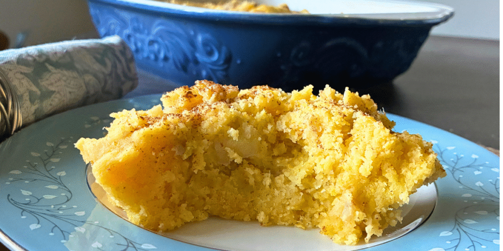 puréed yellow squash, caramelized apples, maple syrup, and creamy cornmeal baked until soft and spoonabl