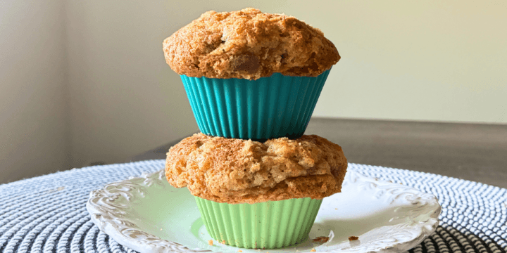These Gluten Free Banana Chocolate Chip Muffins (Soft & Bakery Style) aren’t like that. They bake up with tall, golden domes, soft fluffy centers, and just enough chocolate to make them feel a little indulgent. The tops are finished with a simple cinnamon sugar layer that melts slightly into the surface, giving a light, caramelized finish without a heavy crumb topping