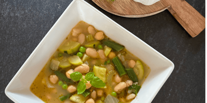Summer green minestrone soup is like Summer in a bowl!