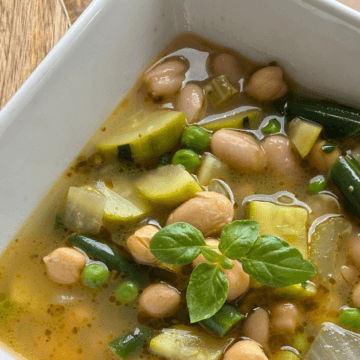 Summer green minestrone soup is like Summer in a bowl!