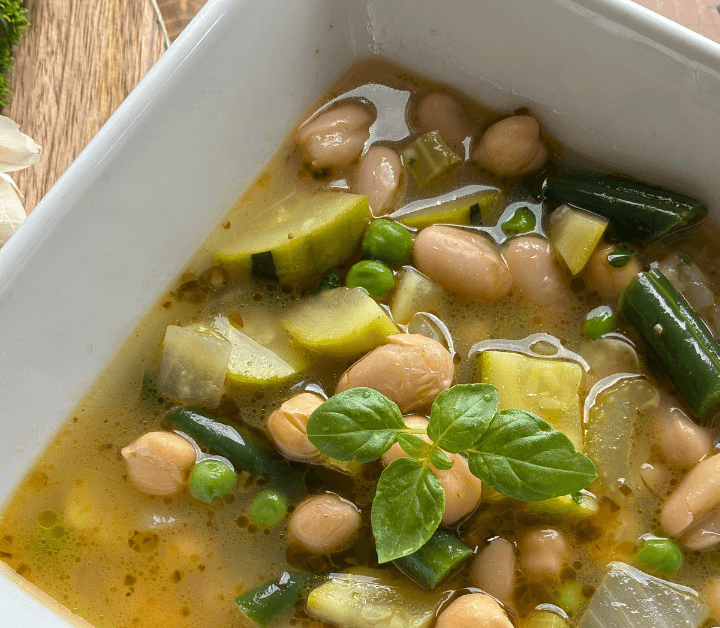Summer green minestrone soup is like Summer in a bowl!