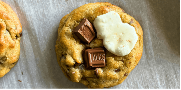 Each cookie is stuffed with an entire marshmallow and loaded with chocolate and graham crackers.